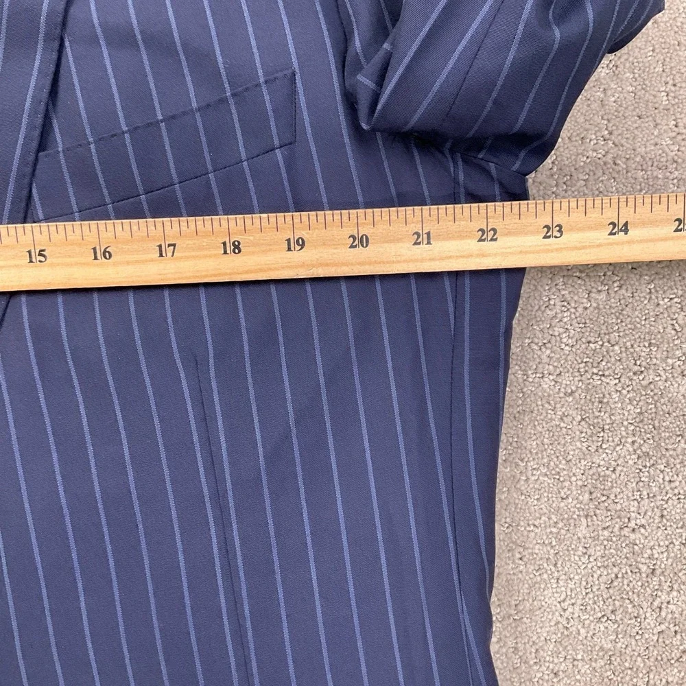 Paul Stuart Blazer Mens 44L Navy Blue Pinstripe Luxury‎ Wool Silk Jacket